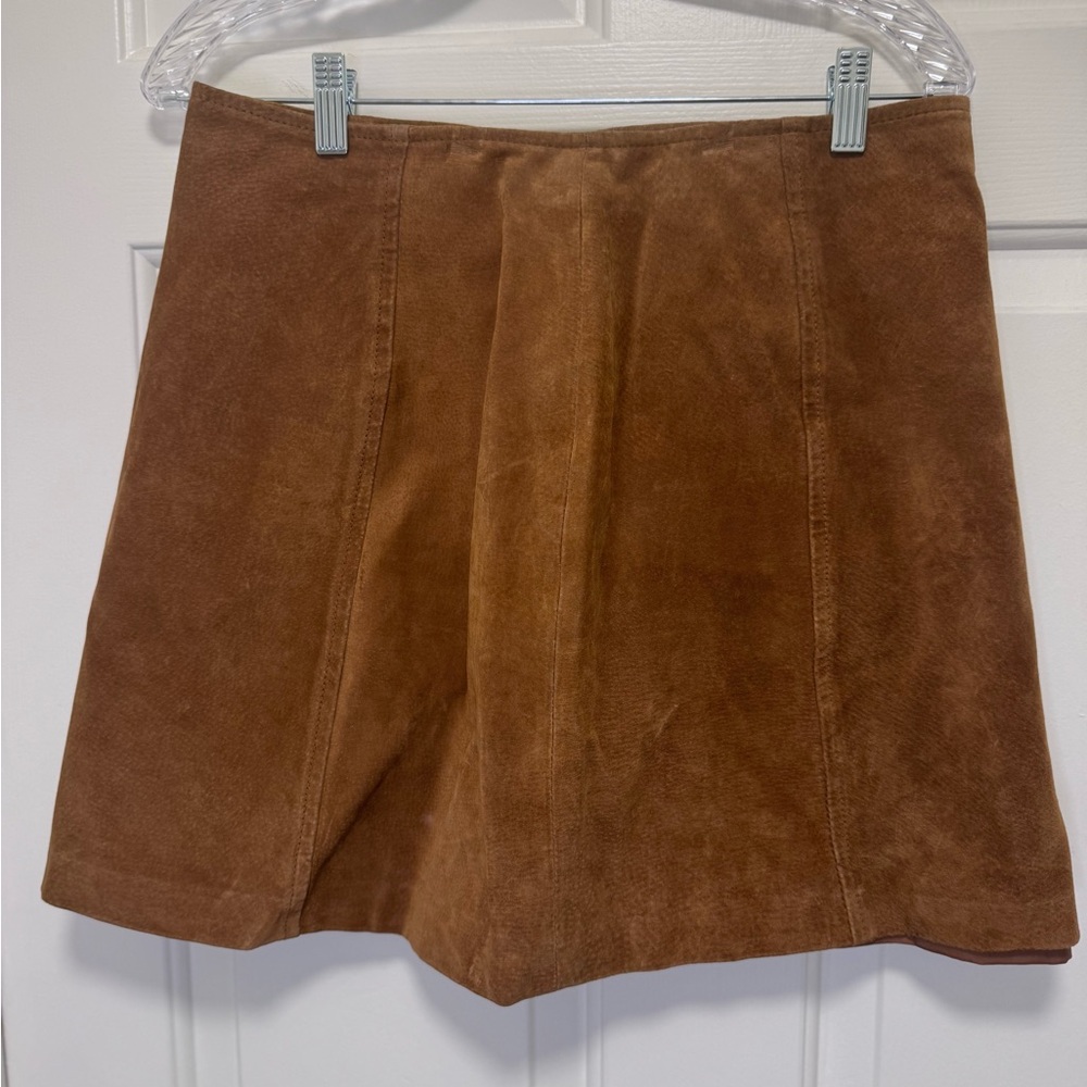 Kathy Ireland Brown Leather Mini Skirt